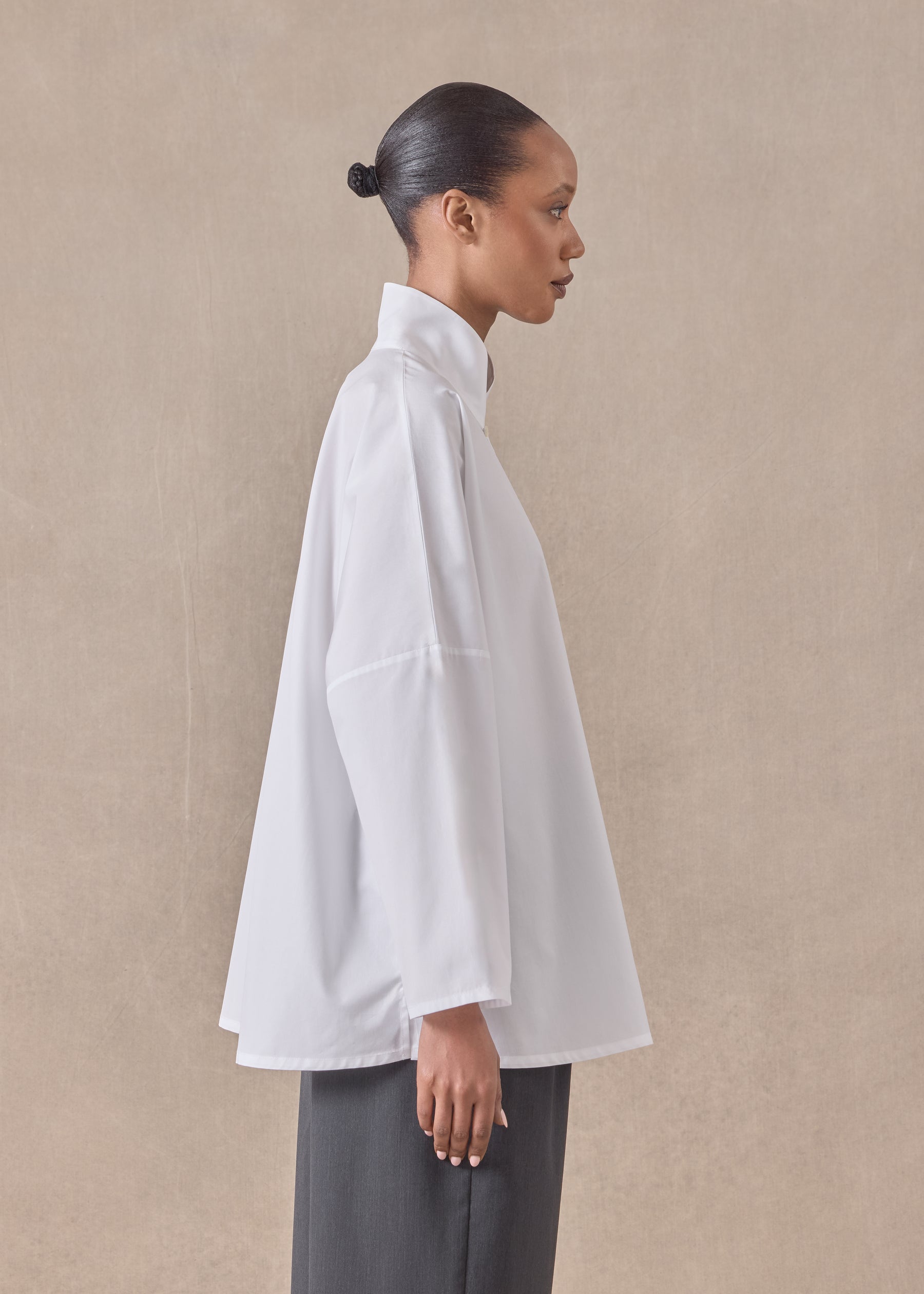 cotton chinese imperial shirt with chinese collar - long