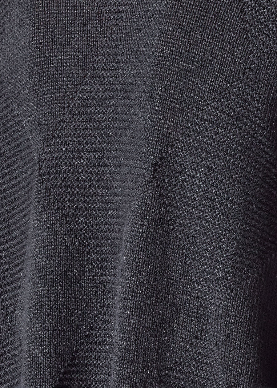 cotton linen mix 3/4 width round neck sweater - mid plus