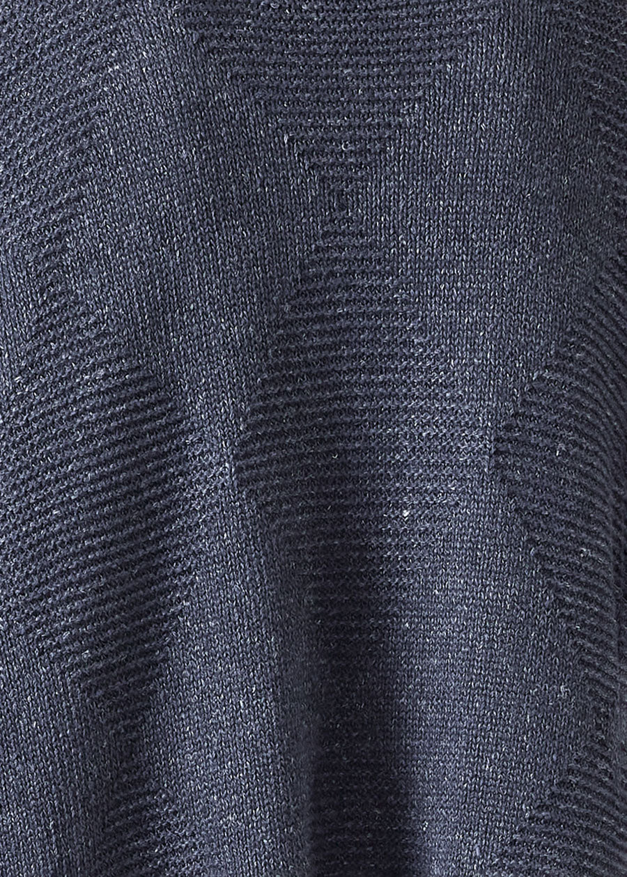 cotton linen mix 3/4 width round neck sweater - mid plus