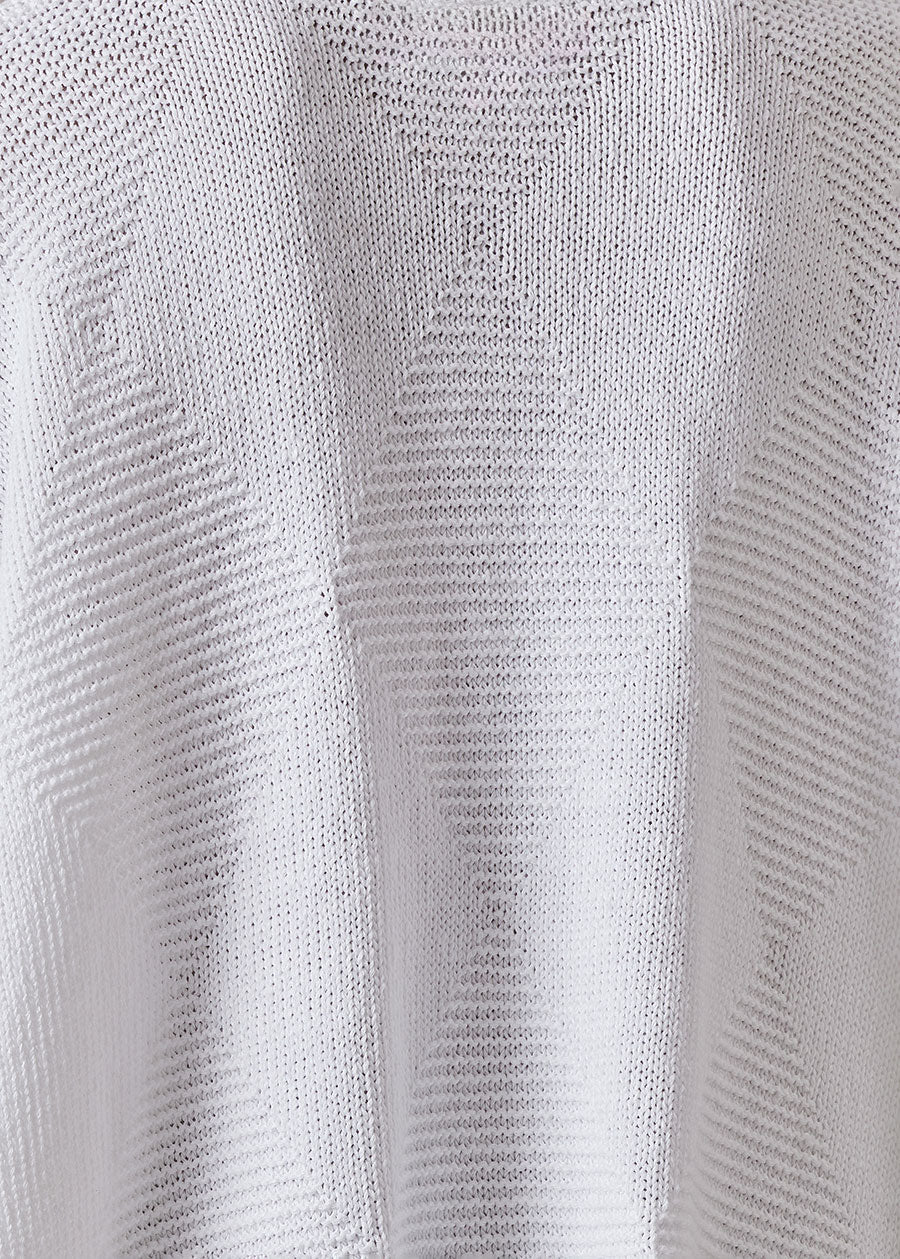 cotton linen mix 3/4 width round neck sweater - mid plus