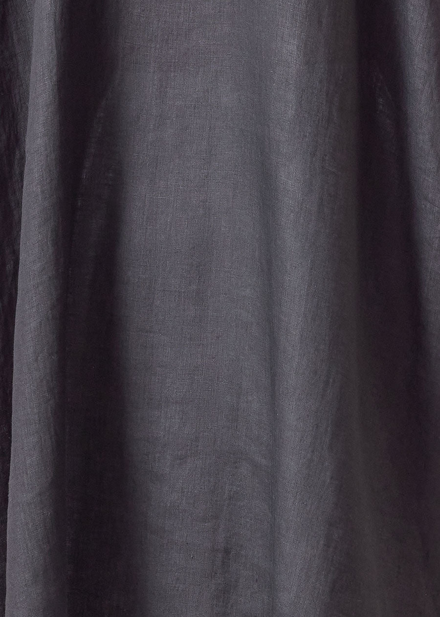 linen wide a-line collarless classic shirt - long plus