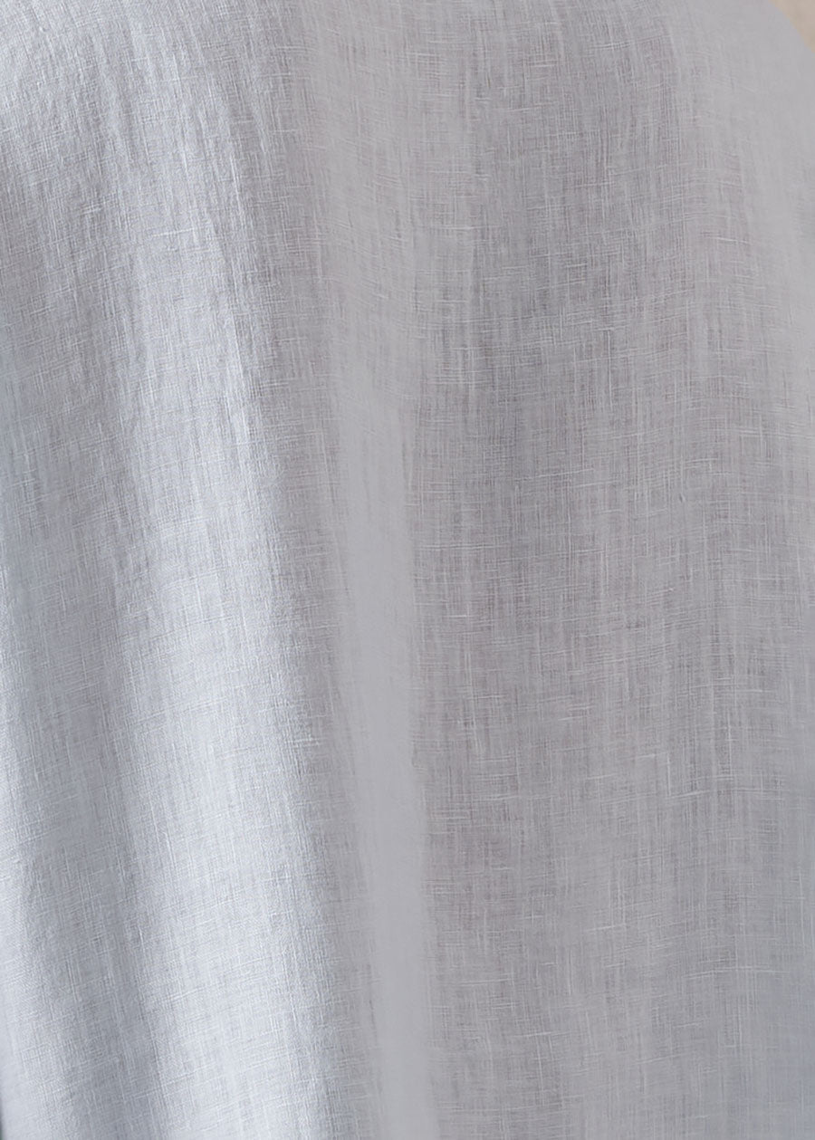 linen sloped shoulder wide a-line scoop neck top - mid