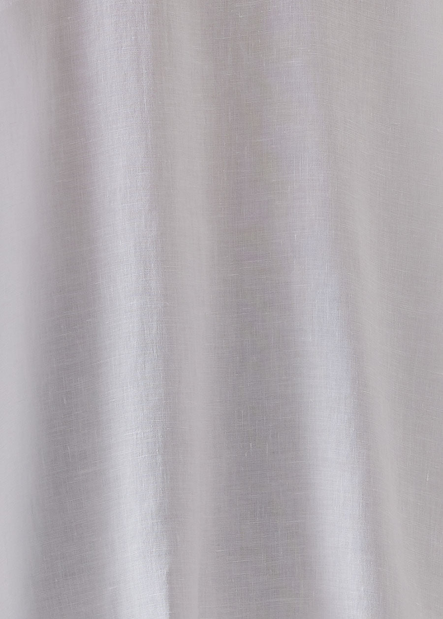 linen a-line short sleeve tunic with double stand collar - mid