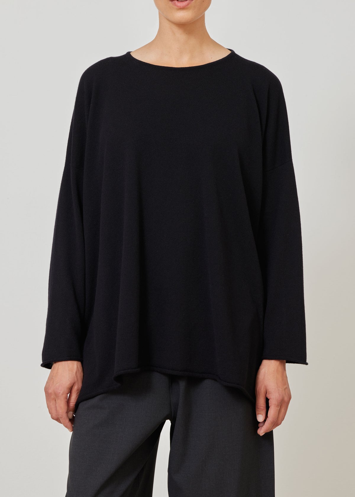 cashmere a-line bateau neck sweater - long