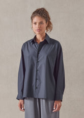 cotton poplin slim shirt with collar - regular