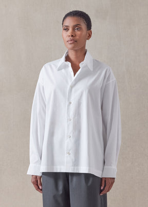 cotton poplin slim shirt with collar - regular