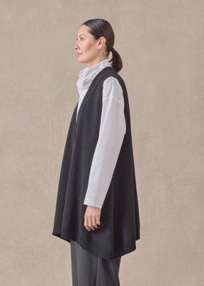 cashmere a-line sleeveless deep v-neck sweater - long plus