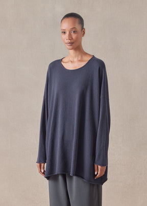 cashmere a-line bateau neck sweater - long