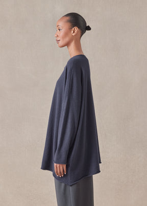 cashmere a-line bateau neck sweater - long