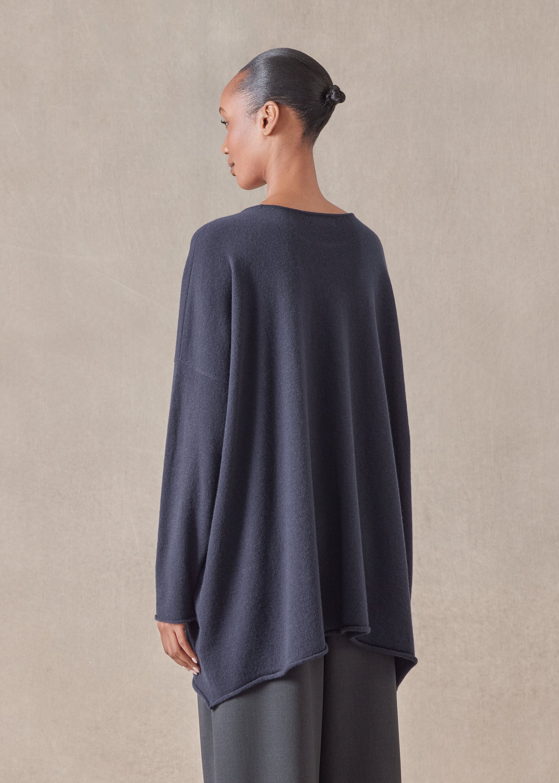 cashmere a-line bateau neck sweater - long