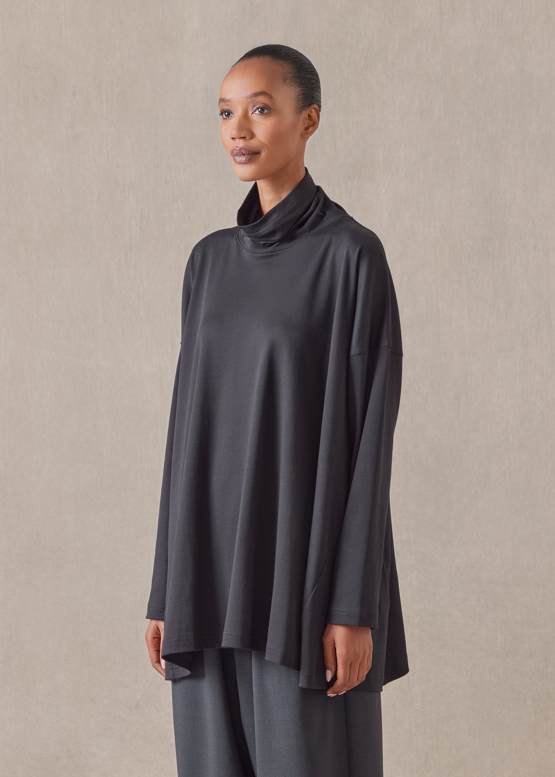 cotton side panelled scrunch neck t-shirt - long