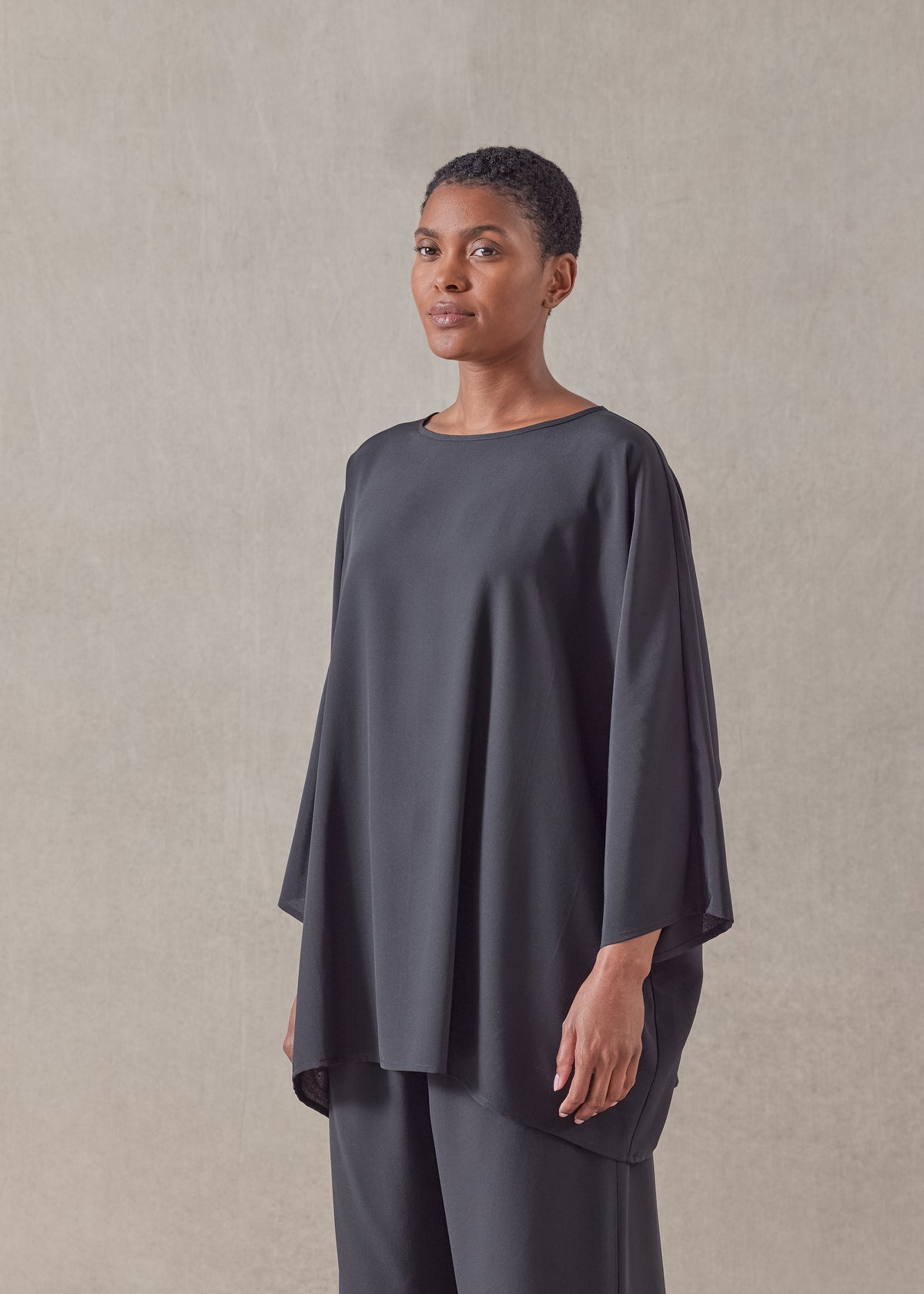 silk boat neck top - long