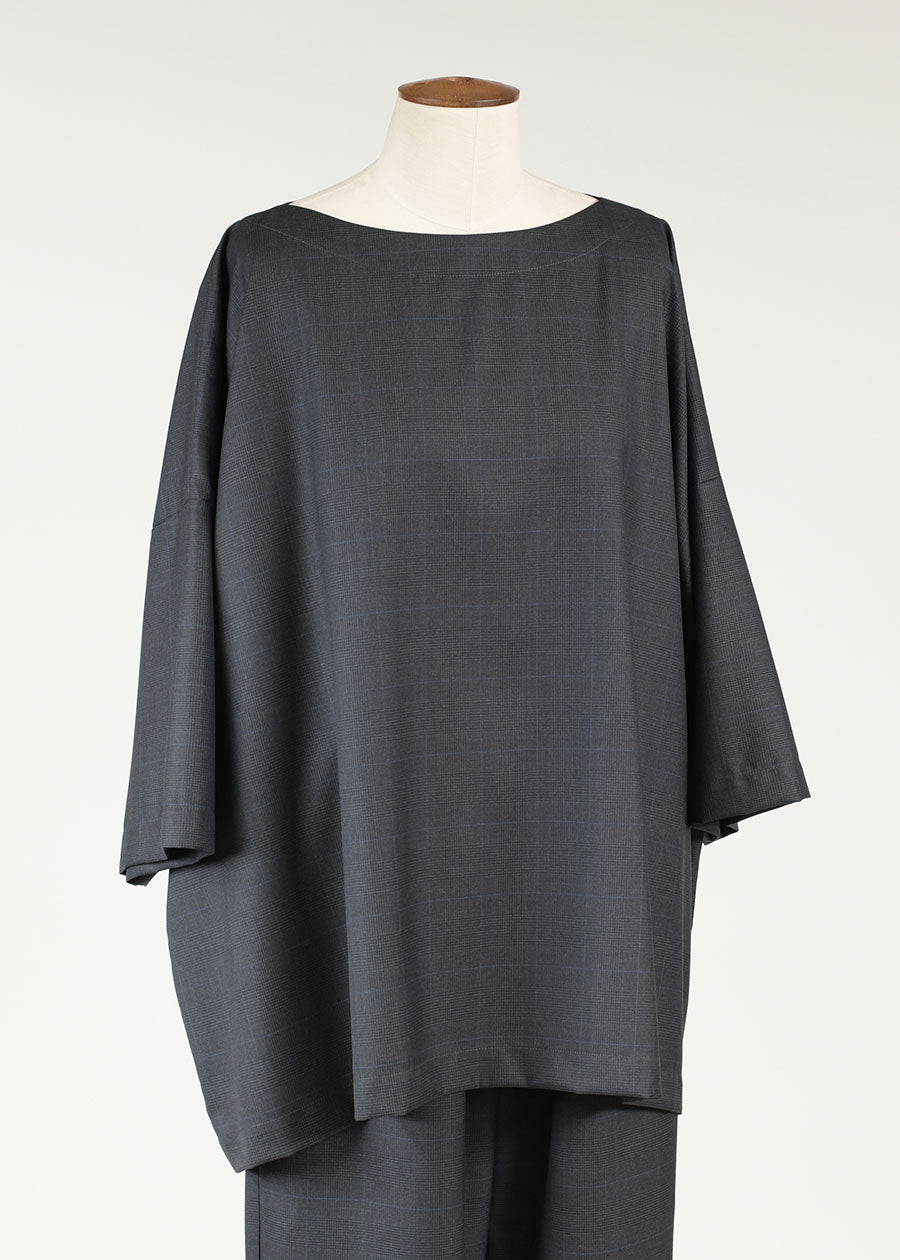 wool 3/4 sleeve bateau neck tunic - long