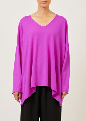 cashmere a-line v-neck sweater - long