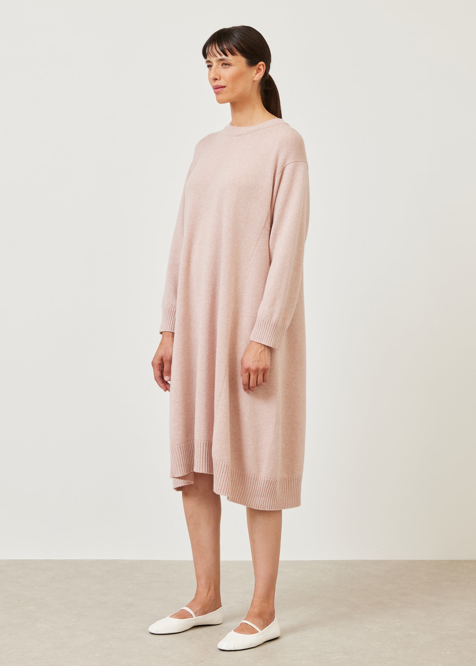 A-line round neck knit dress