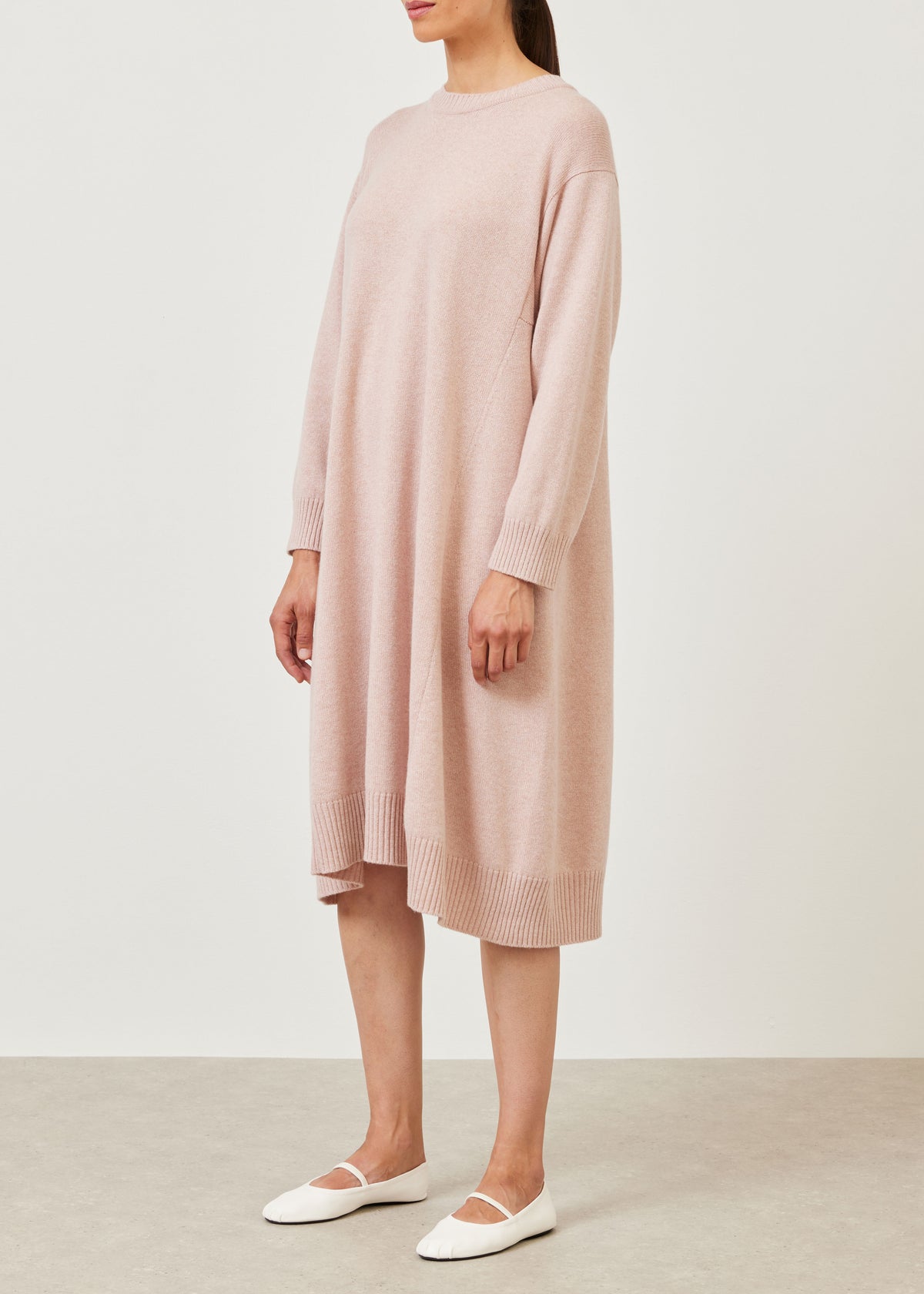 cashmere a-line round neck knit dress