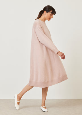 cashmere a-line round neck knit dress