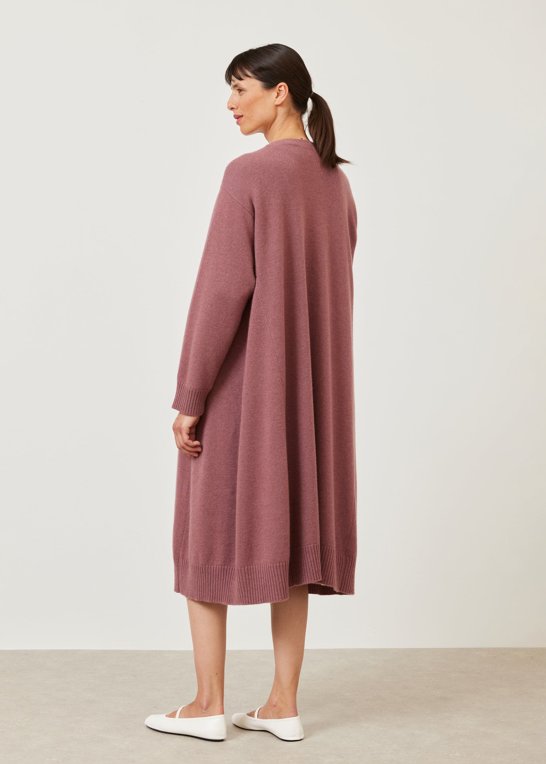 cashmere knitted a-line cardigan coat