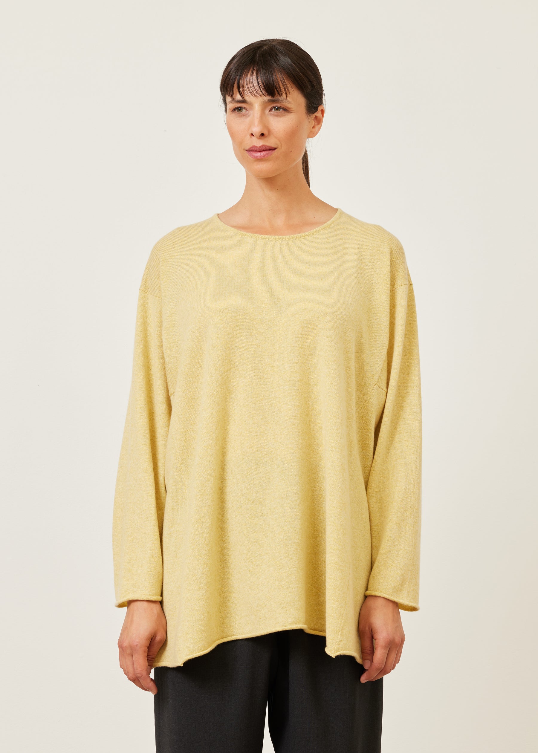 side panelled A-line bateau neck sweater - long