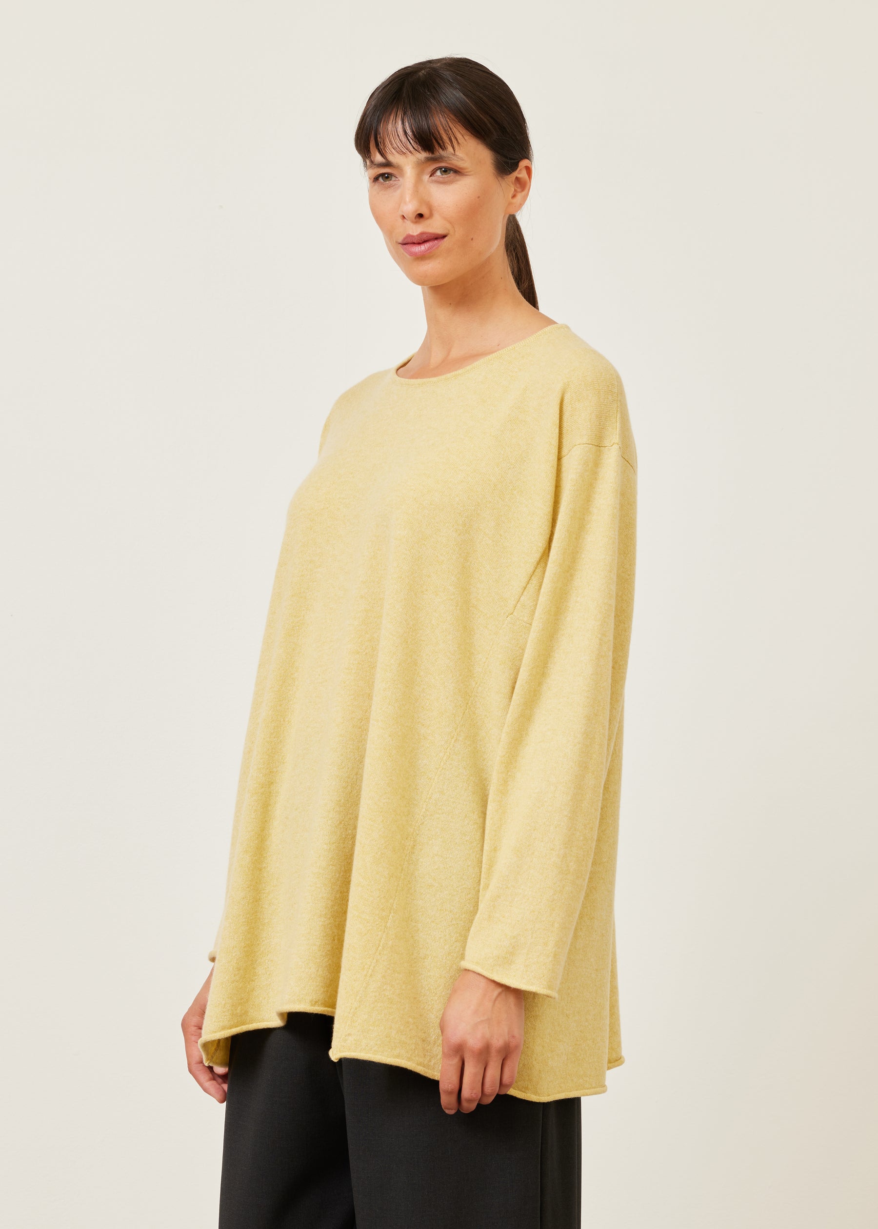 side panelled A-line bateau neck sweater - long