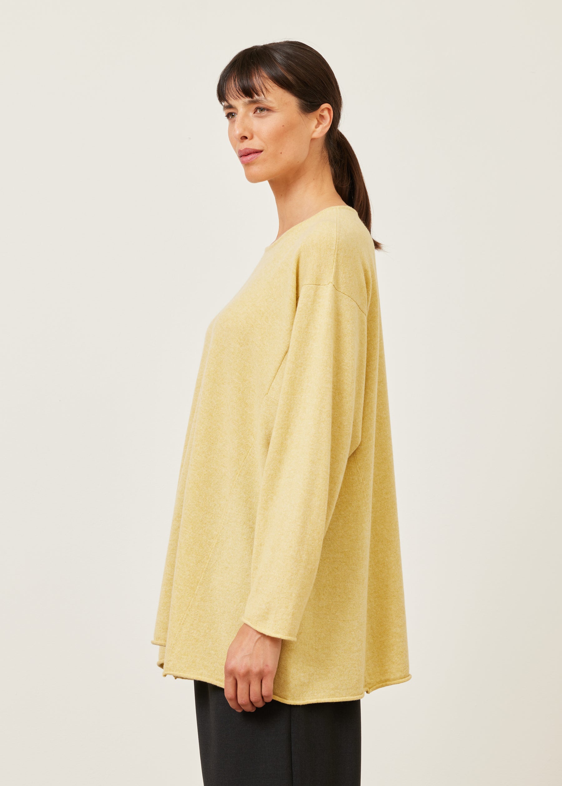 side panelled A-line bateau neck sweater - long