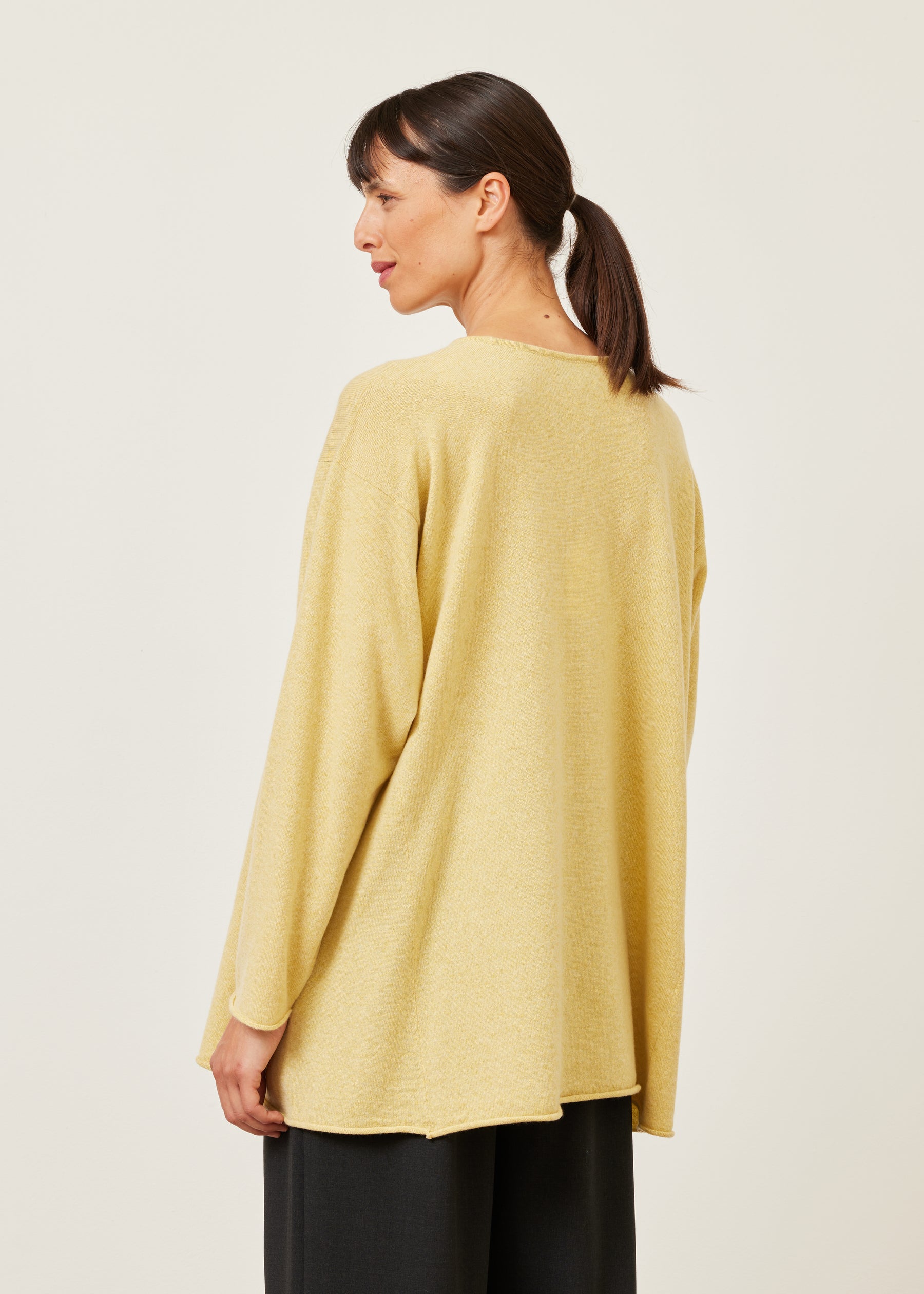 cashmere side panelled a-line bateau neck sweater - long