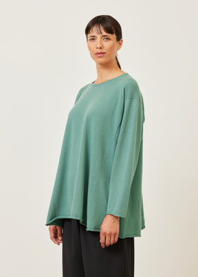 side panelled A-line bateau neck sweater - long