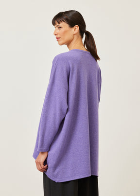 cashmere smaller front larger back round neck sweater - long