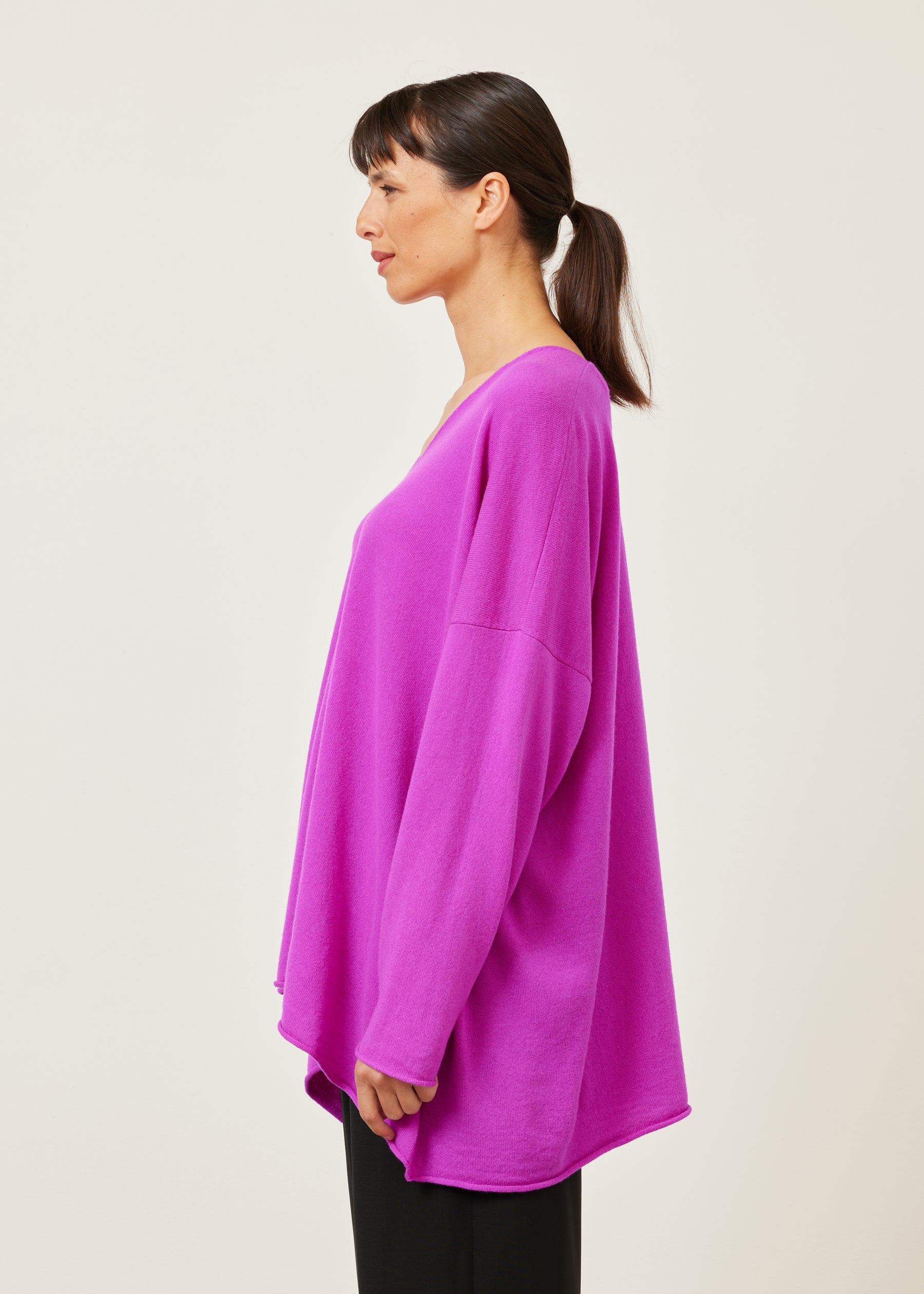 cashmere a-line v-neck sweater - long