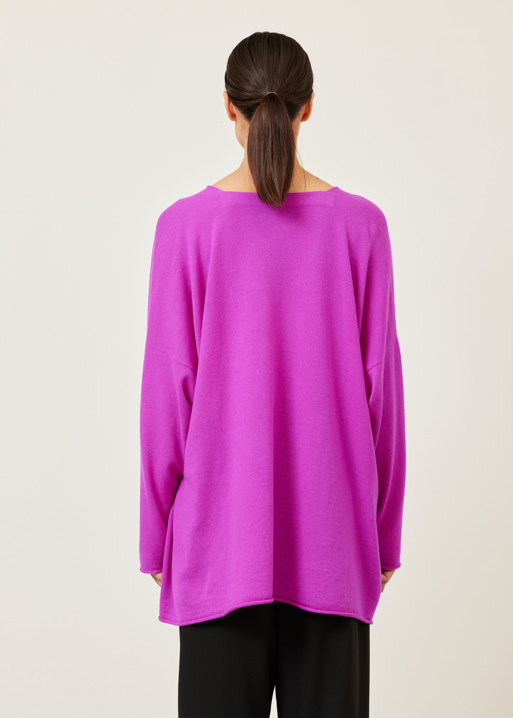 cashmere a-line v-neck sweater - long