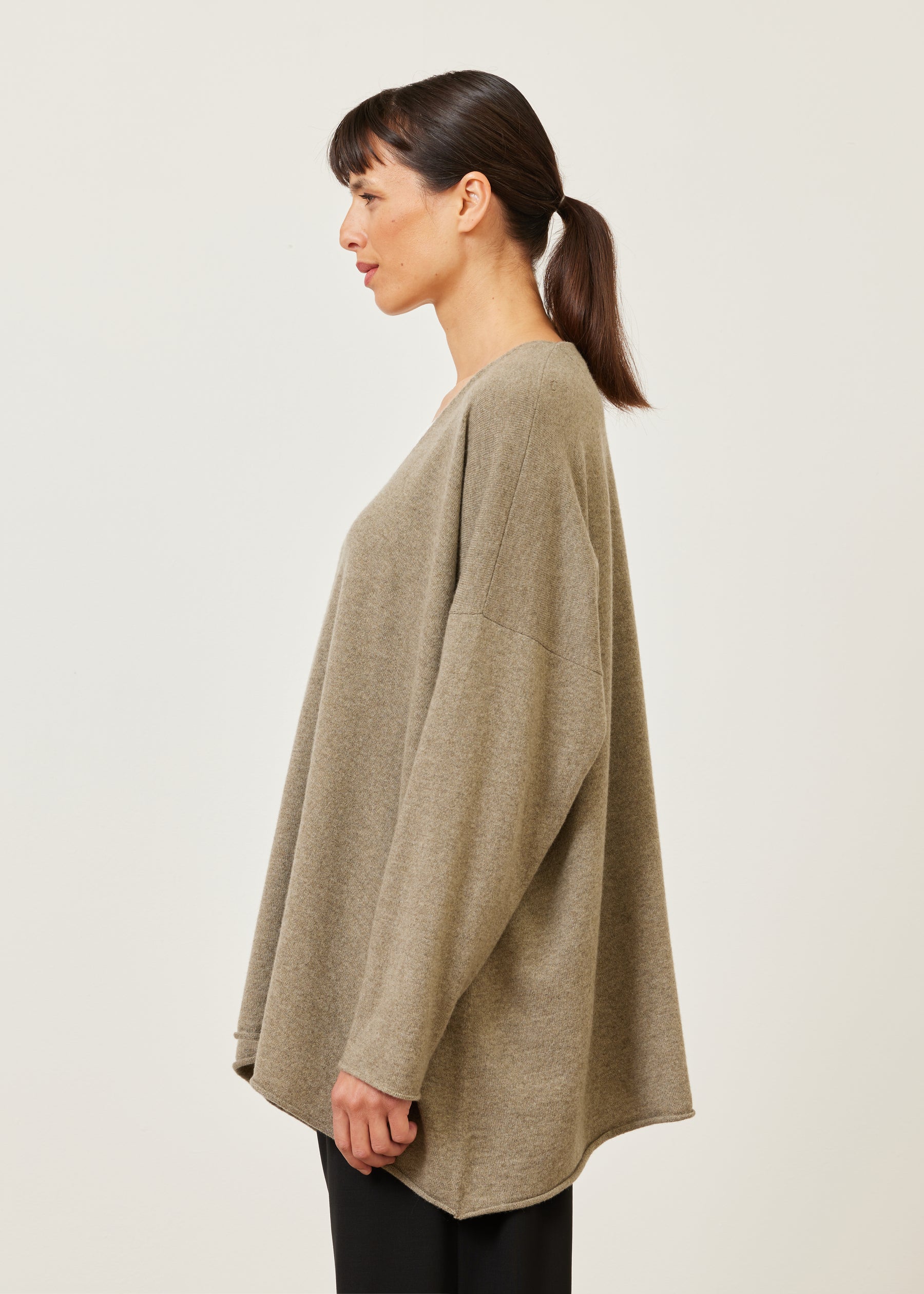 cashmere a-line v-neck sweater - long