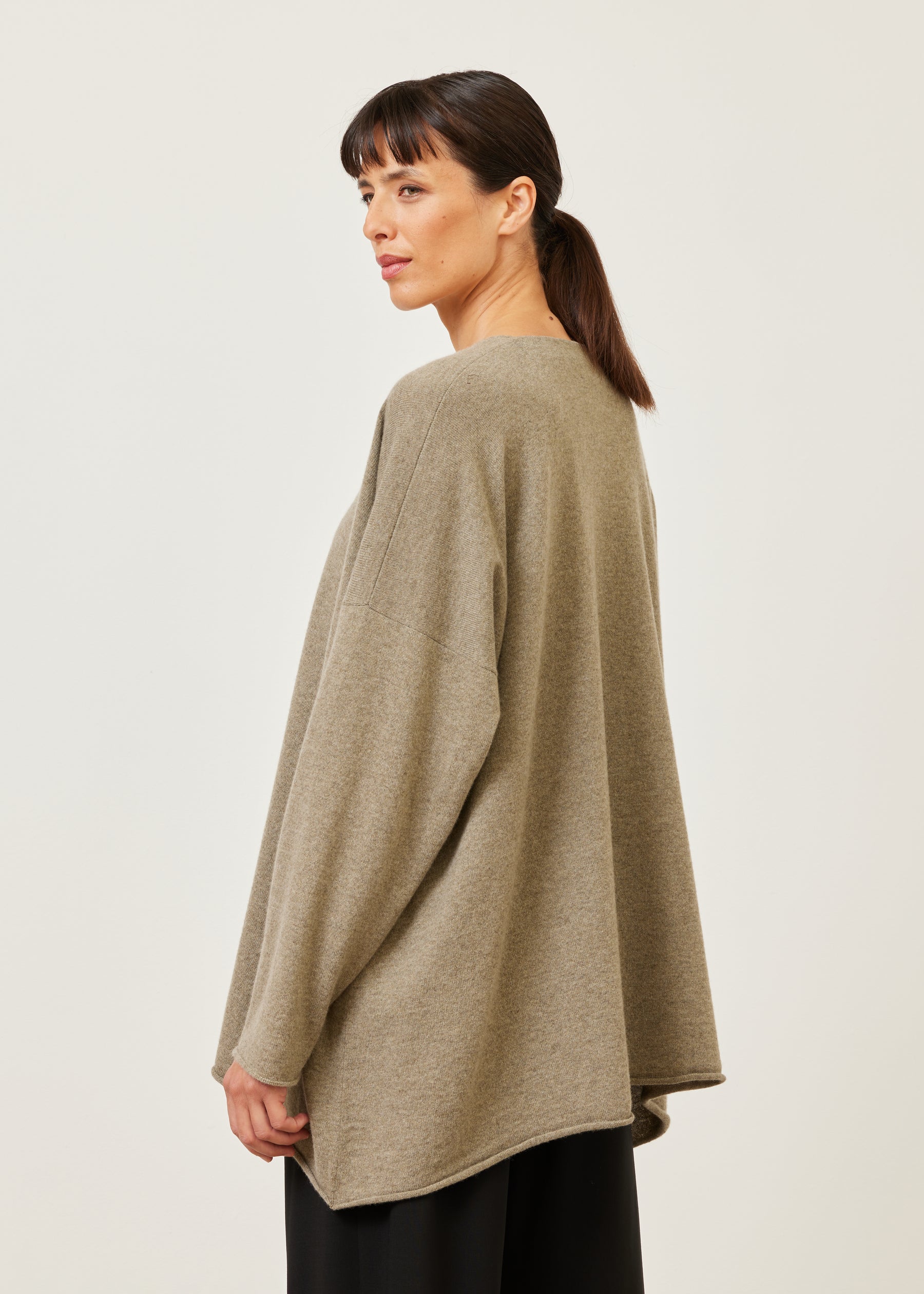 cashmere a-line v-neck sweater - long