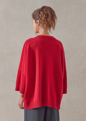 cashmere sloped shoulder round neck - long