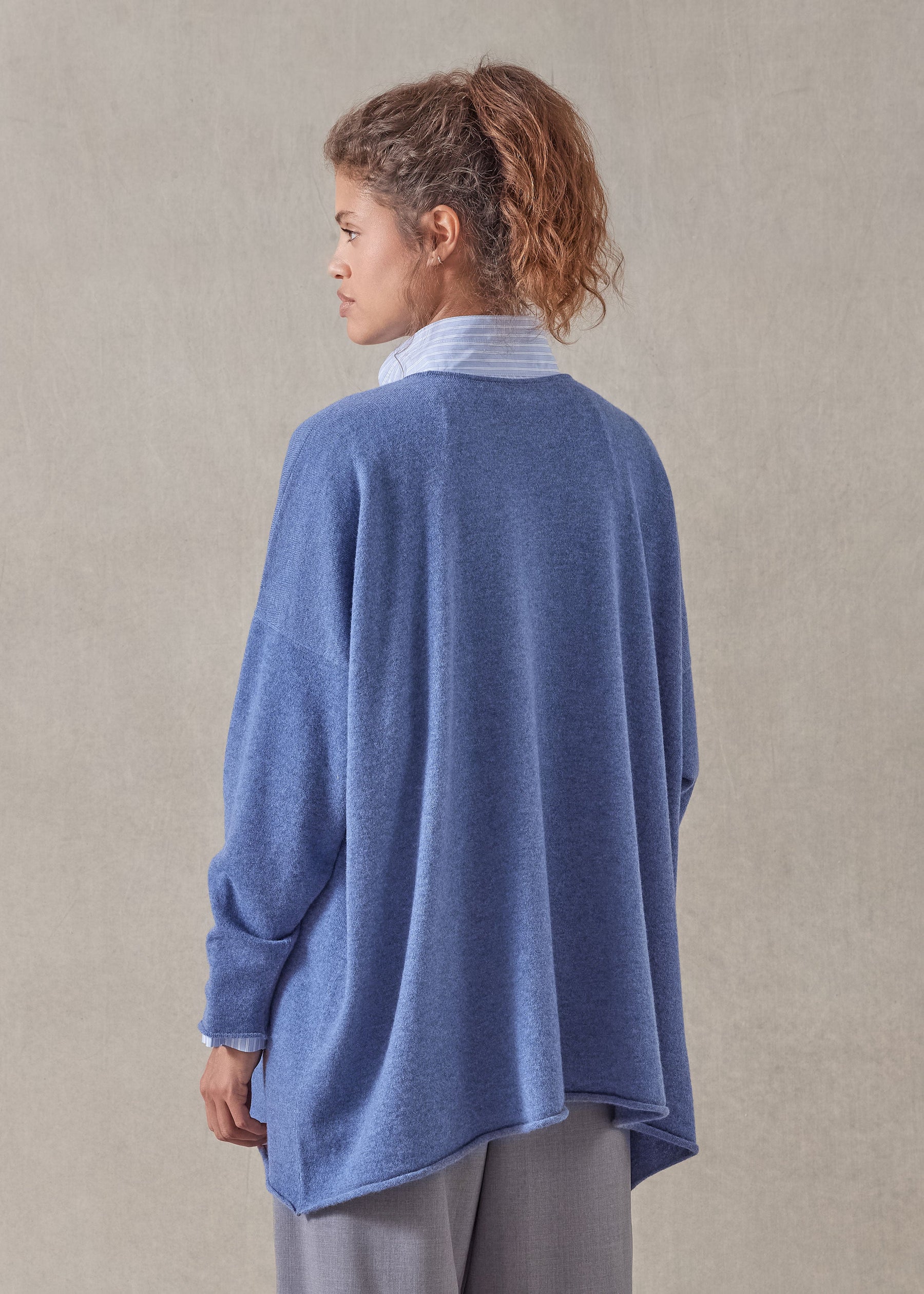 cashmere a-line bateau neck sweater - long