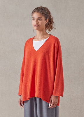 cashmere a-line v-neck sweater - long