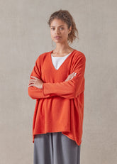 cashmere a-line v-neck sweater - long