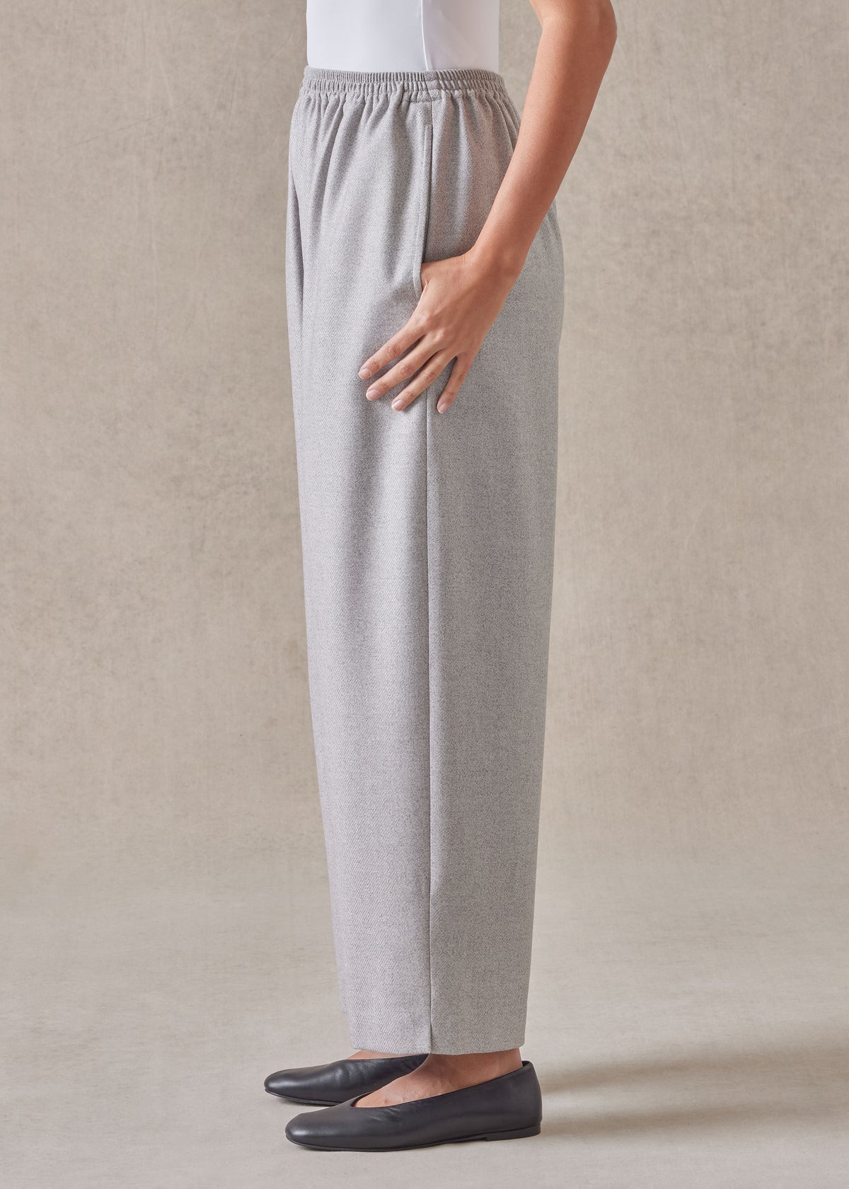 wool silk longer japanese trouser with ankle slits