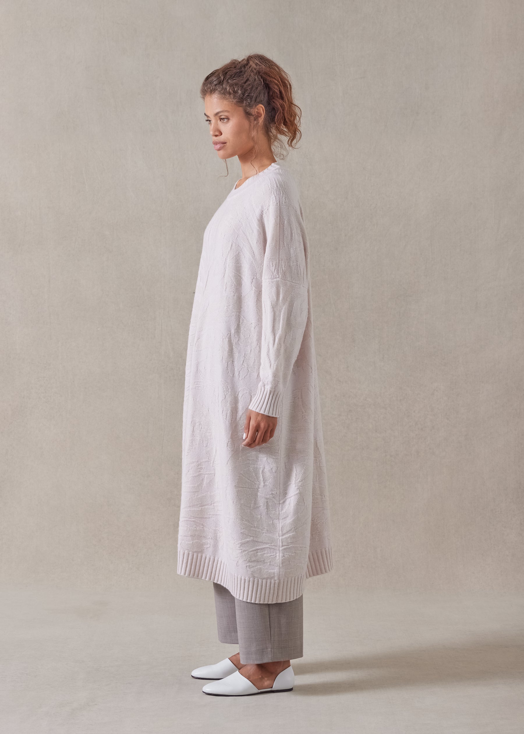 cashmere wide a-line round neck dress