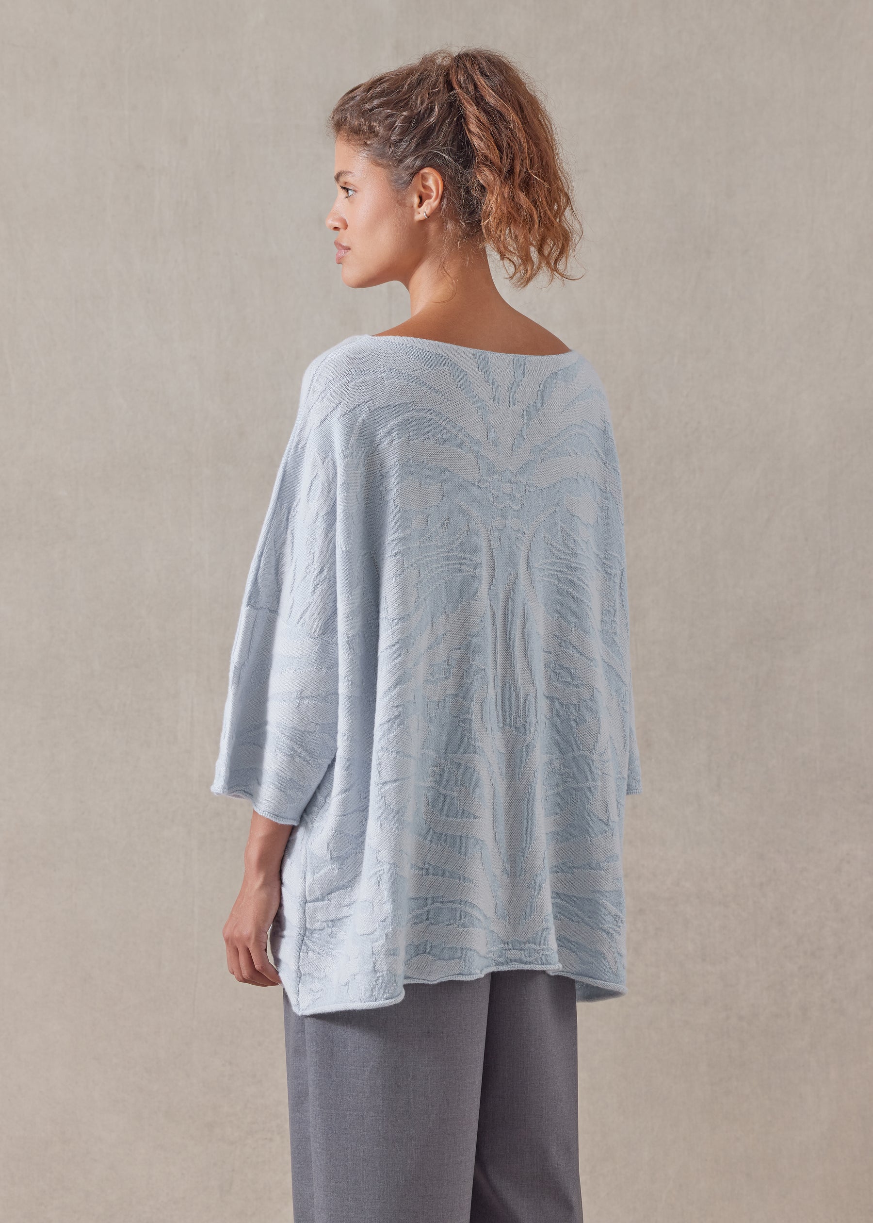 cashmere square 3/4 sleeve top - long