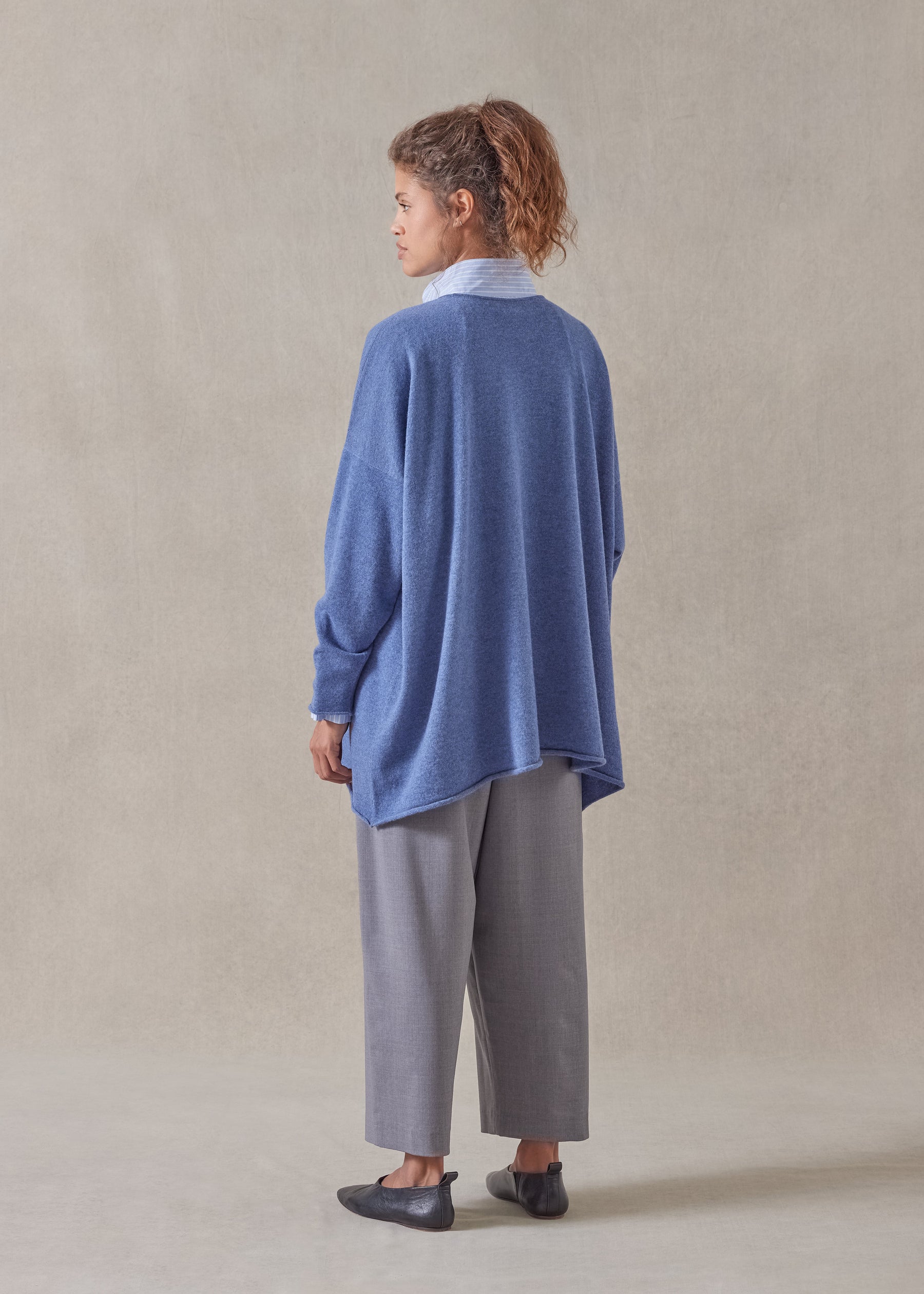 cashmere a-line bateau neck sweater - long