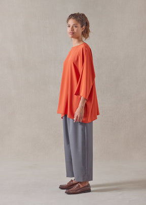 silk boat neck top - long