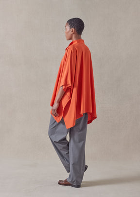 silk collarless longer back kaftan shirt - mid plus