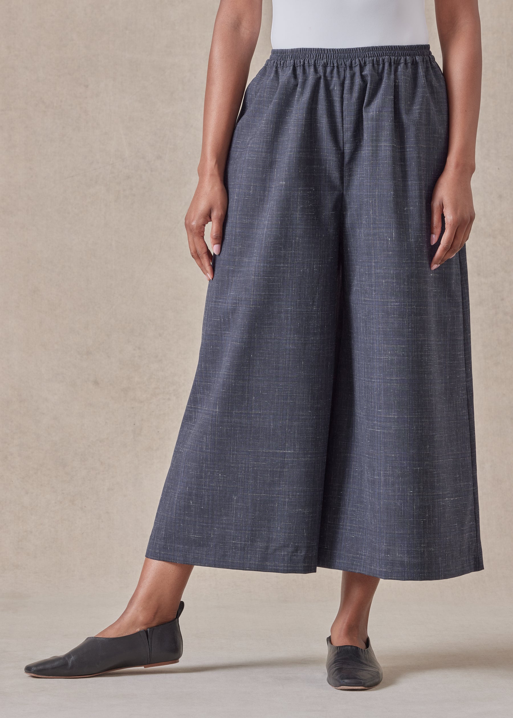 wool linen flared culotte