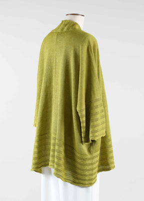 linen poncho cardigan oversized rib detail - long