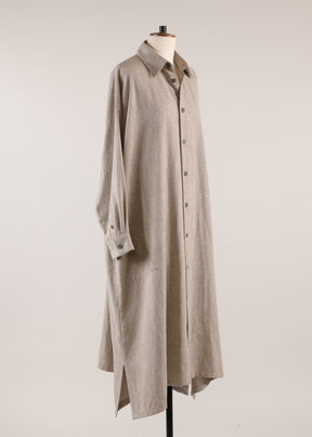 linen mix wide a-line shirt dress with collar