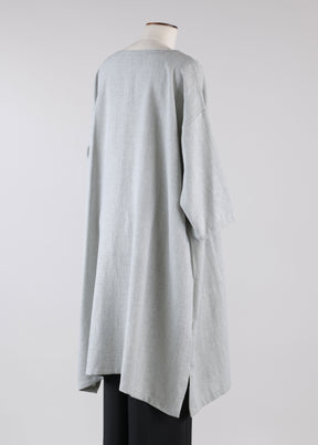 linen mix 3/4 sleeve wide a-line round neck coat - very long