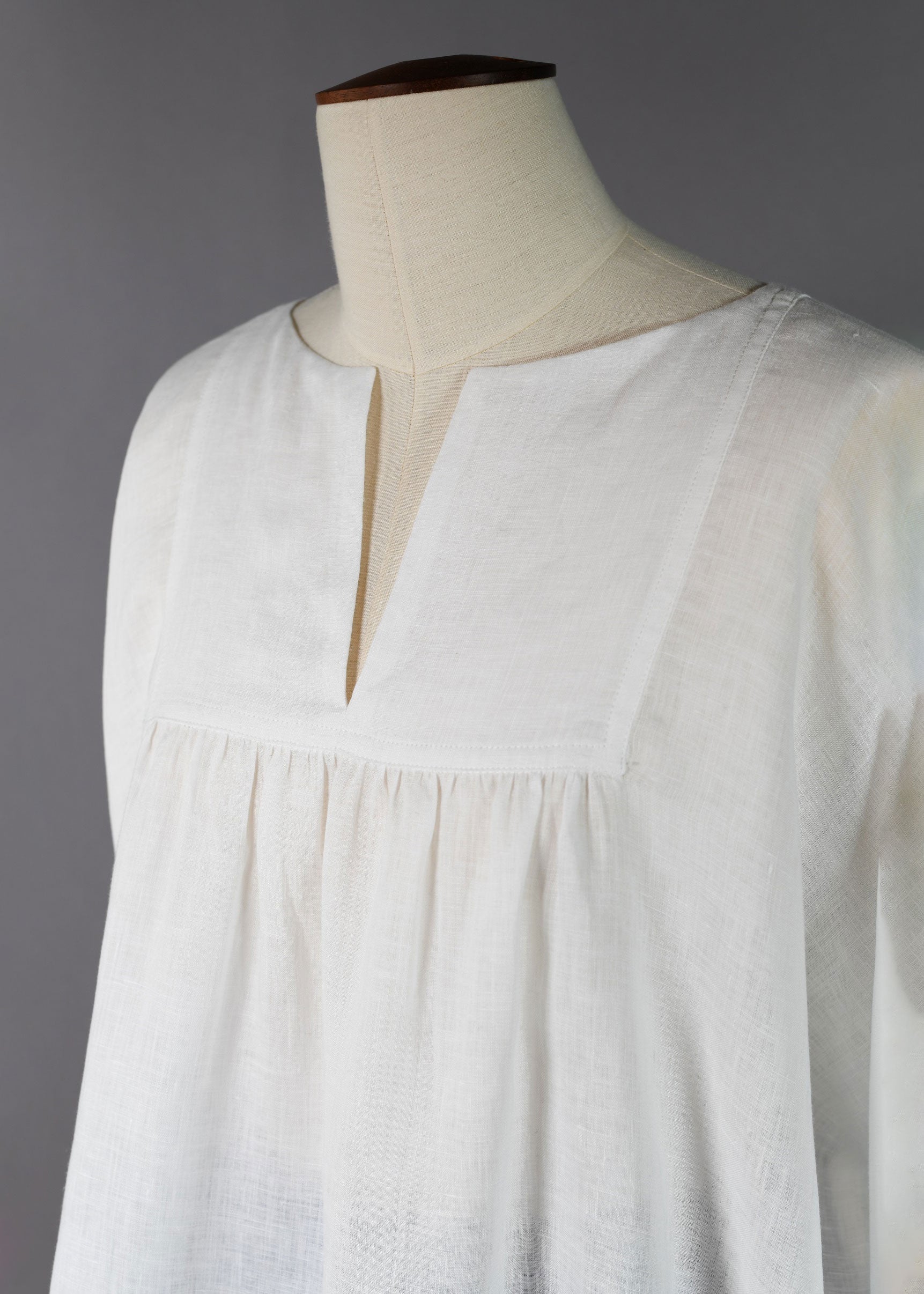 linen slit neck peasant smock - long plus