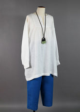 linen slit neck peasant smock - long plus