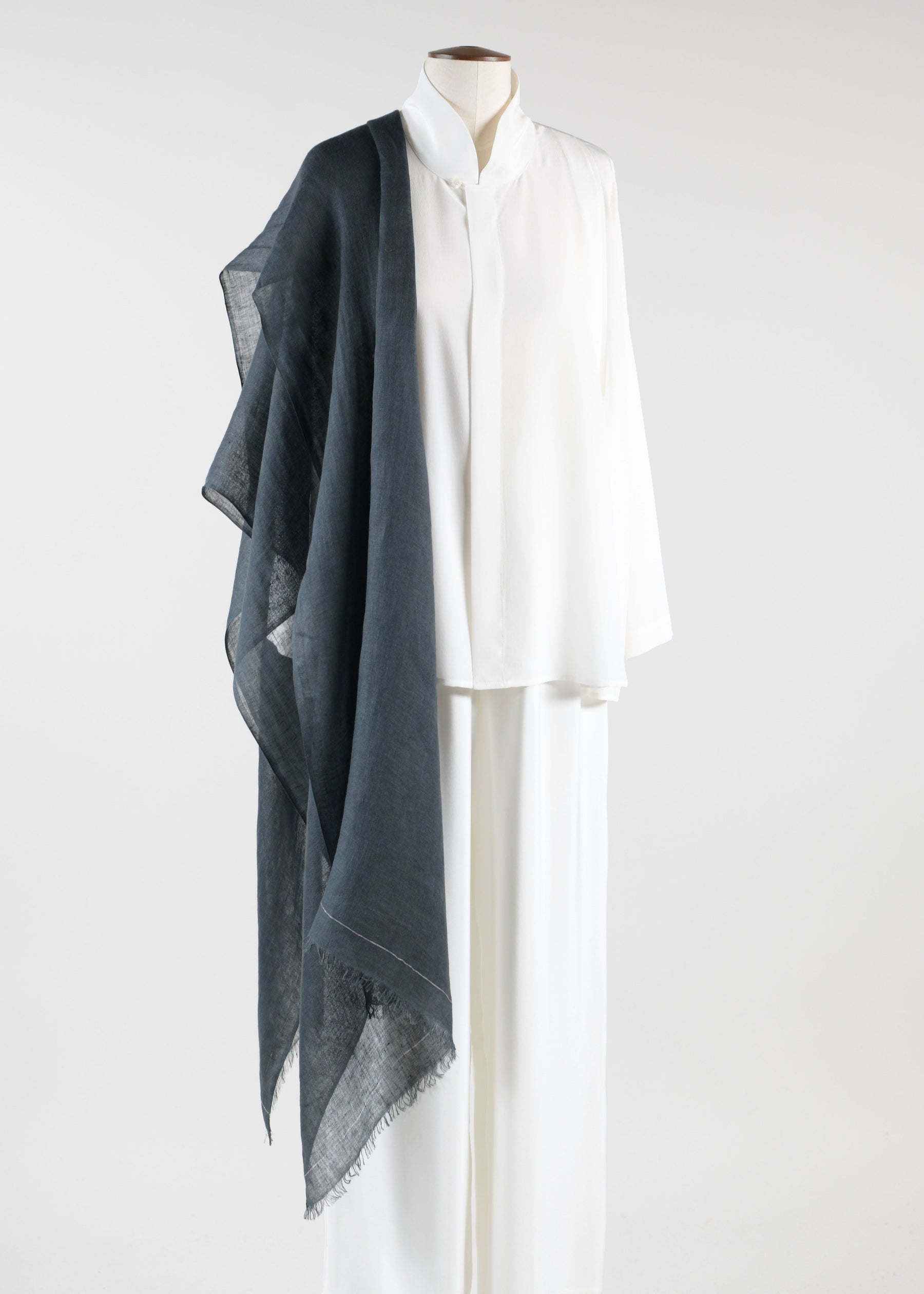 linen fine large linen scarf with edge detail