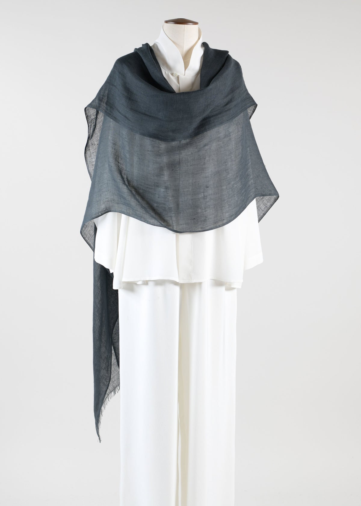 linen fine large linen scarf with edge detail